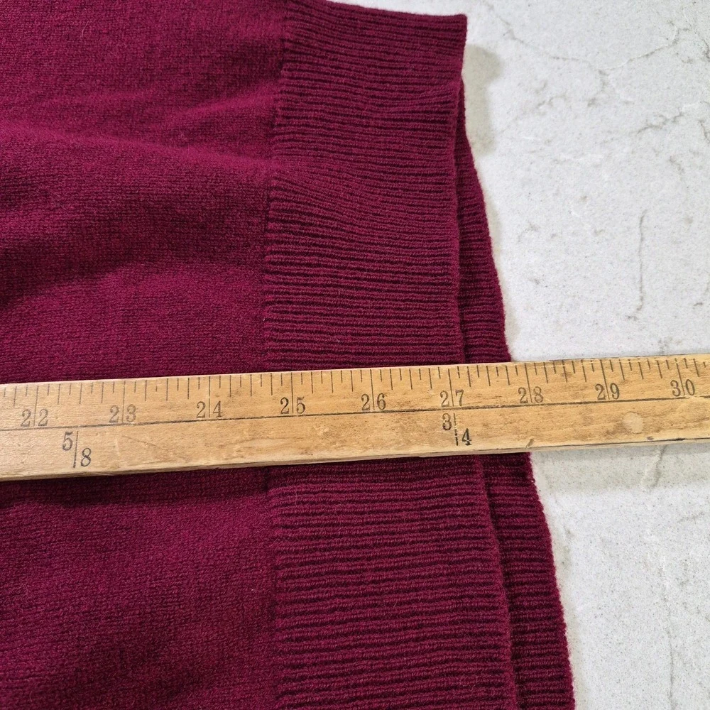 Alan Paine Burgundy‎ Lambswool V Neck Sweater Men's L Made in England Classic